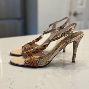 Cole Haan stiletto sandals snake skin 9.5